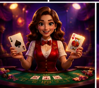 Live blackjack dealer in red vest holding cards at a green table — McLuck live casino